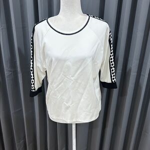 leo & ugo Chic Black and White Women's Short Sleeve Top